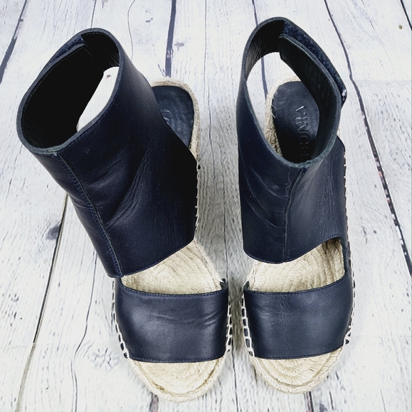 VINCE | Spencer leather open toe espadrille wedge sandals - Picture 2 of 11